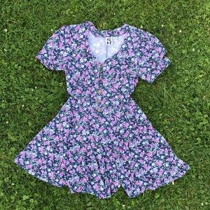90s Purple Floral Grunge Romper - Medium
